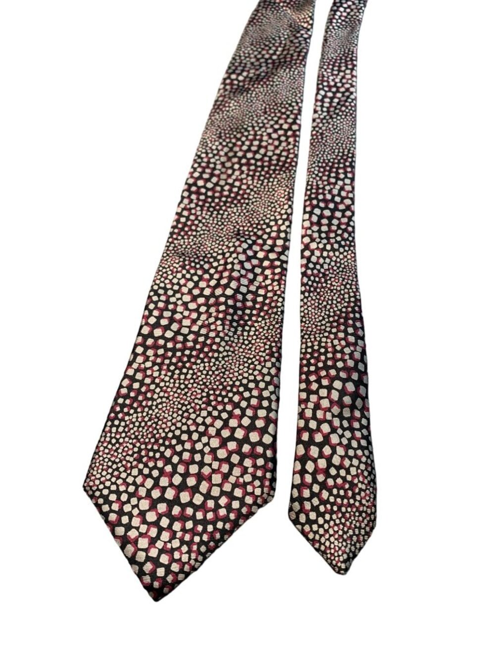 Strathmore All Silk Necktie Black Red White Geometric Pattern Mens Tie